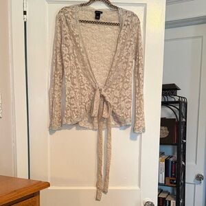 Moda International Cream Lace Tie-Front Top